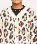 One Friday Off White Animal Printed Sweater For Kids Girls