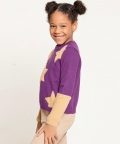 One Friday Purple Star Print Sweater For Kids Girls