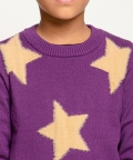 One Friday Purple Star Print Sweater For Kids Girls