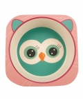Owl Pink Bamboo Fiber Dinner Set