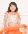 Kiddie Brocade Orange Ghaghra Choli