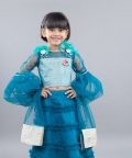Teal  Ghaghra Choli With Frilled Skirt