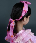 Pink Cotton Tiedown Hairband with Acrylic Embellishments