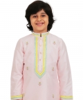 Pink Kurta With Embroidery & White Pants