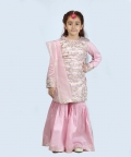 Pink Leather Applique Sharara Set