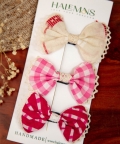 Pinky Handmade Bow Hair Clips pack of 3