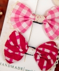 Pinky Handmade Bow Hair Clips pack of 3