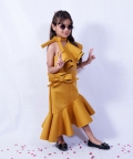  Mustard Scuba Skirt Top Set