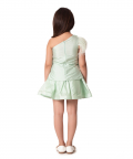 Sea Green Tafetta Peplum Top With Skirt