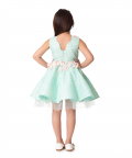Aqua Green Chantilly Lace Dress With Flowers & Flamingo