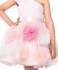 Soft Peachy Pink Base With 3 Colour Tulle Pom Poms On Skirt