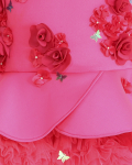 Pink Neoprene Peplum top with Rosettes & a ruffled tulle skirt