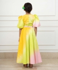 Three Colour Shaded Crop Top Skirt Set