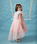 Princess Panelled Pink Moss Crepe Dress