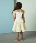 Off Shoulder Crochect Swirly Dress-Yellow
