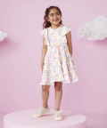 Floral Print Princess Panelled Frill & Laced Dress