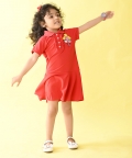 Red Polo Dress With Hand-Embellished Holly