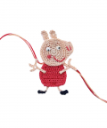 This And That By Vedika Hand Crocheted Peppa Pig Rakhi For Kids And Adults-Pink