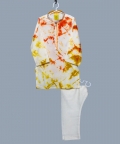 Tie&Dye Kurta With Orange Lace And Off White Pant