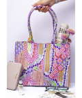 African Print Multi Colour Canvas Small Tote Bag