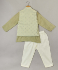 Mint Green Embroidered Nehru Jacket Kurta And Pyjama Set