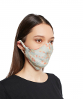 Adult Coral And Aqua Chidiya Print Reversible 3 Ply Face Mask With Pouch - Adult