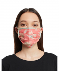 Adult Coral And Aqua Chidiya Print Pleated 3 Ply Mask With Pouch