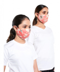 Mini Me PS Masks Twin Set - Coral Chidiya Print Structured 3 Ply Masks with Pouches
