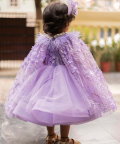 Purple 3D Cap Dress