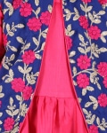 Blue Embroidery Jacket With Pink Gown