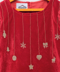 Red velvet Christmas Ornaments Dress With Matching Facemask