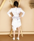 Round Neck Full Sleeve Printed Knee Length Dress