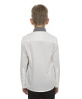 White with Peach & Light Grey colour block shirt