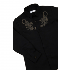 Tiger Embroidered In Glod On Black Shirt