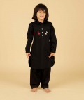 Black Pathani With Salwar And Chest Embroidery