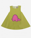 Summer Daze Dress Pink Dinosaur On Lime Green