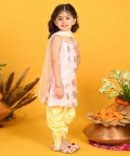Girls Mauve & Yellow Printed Kurta Dhoti With Dupatta