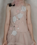 Hand Embroidered Drop-Down Waist Frilled Asymmetrical Dress