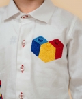 White Shirt With Lego Embroidered Motifs 