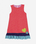 Sweet Peach Reversible Dress Fluorescent Pink Clouds & Orange Stars With Colour Block