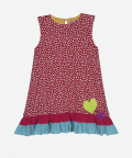 Sweet Peach Reversible Dress Mustard Yellow Flowers & Red Hearts With Colour Block