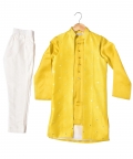 Yellow Kurta & Waist Coat With Embroidery
