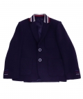 Navy Blue Knit Blazer With Collar Detailing