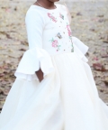 Byb Premium White Girls Fairy Hand Embroidery Organza Gown