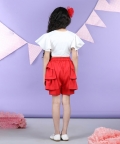 Front Open Top And Shorts With Layred Frill On Sides