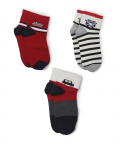  Stripe Boys Socks Anthra Melange-Off White & Red