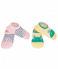 Watermelon And Frog Pink And Yellow 2 Pk Socks