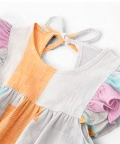 100% Organic Sleeve Nightdress Pink & Orange Stripe 