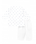 100% Organic Pajama Kurta set Cream & Navy Blue Dot