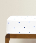 100% Organic Fitted Single Sheet Cream & Navy Dots